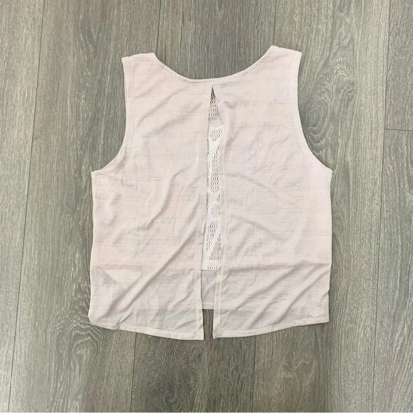Puma Tank Top Cropped Lace Slit Open Back Mesh Burnout Rosewater Pink Size XS - Picture 9 of 12